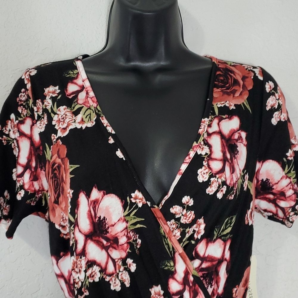 COPY - Women's V-Neck Floral Maxi Long Dress w/ Side Tie - Picture 3 of 7